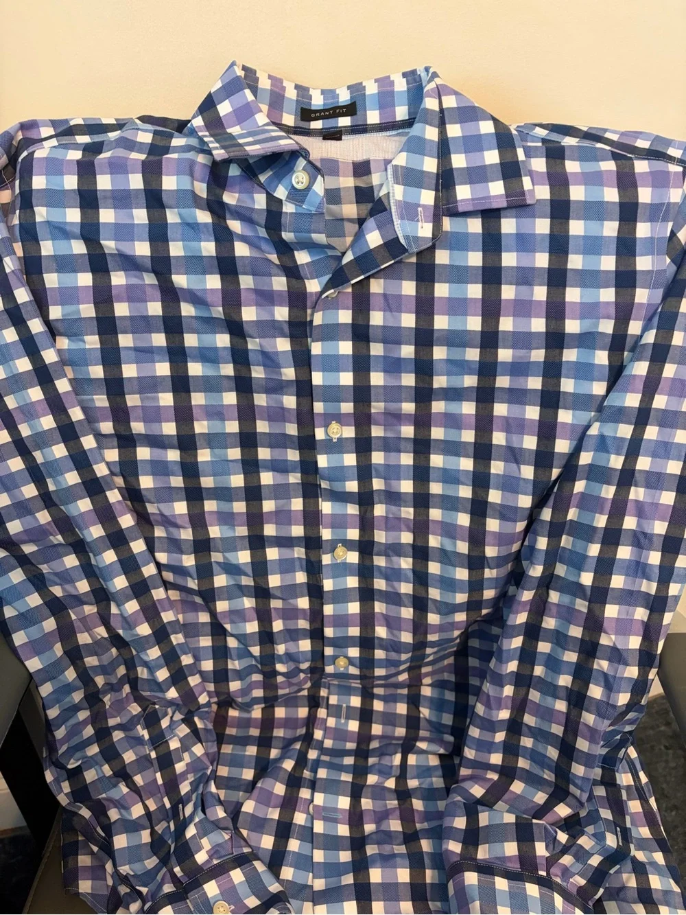 Banana Republic Blue and White Check Dress Shirt